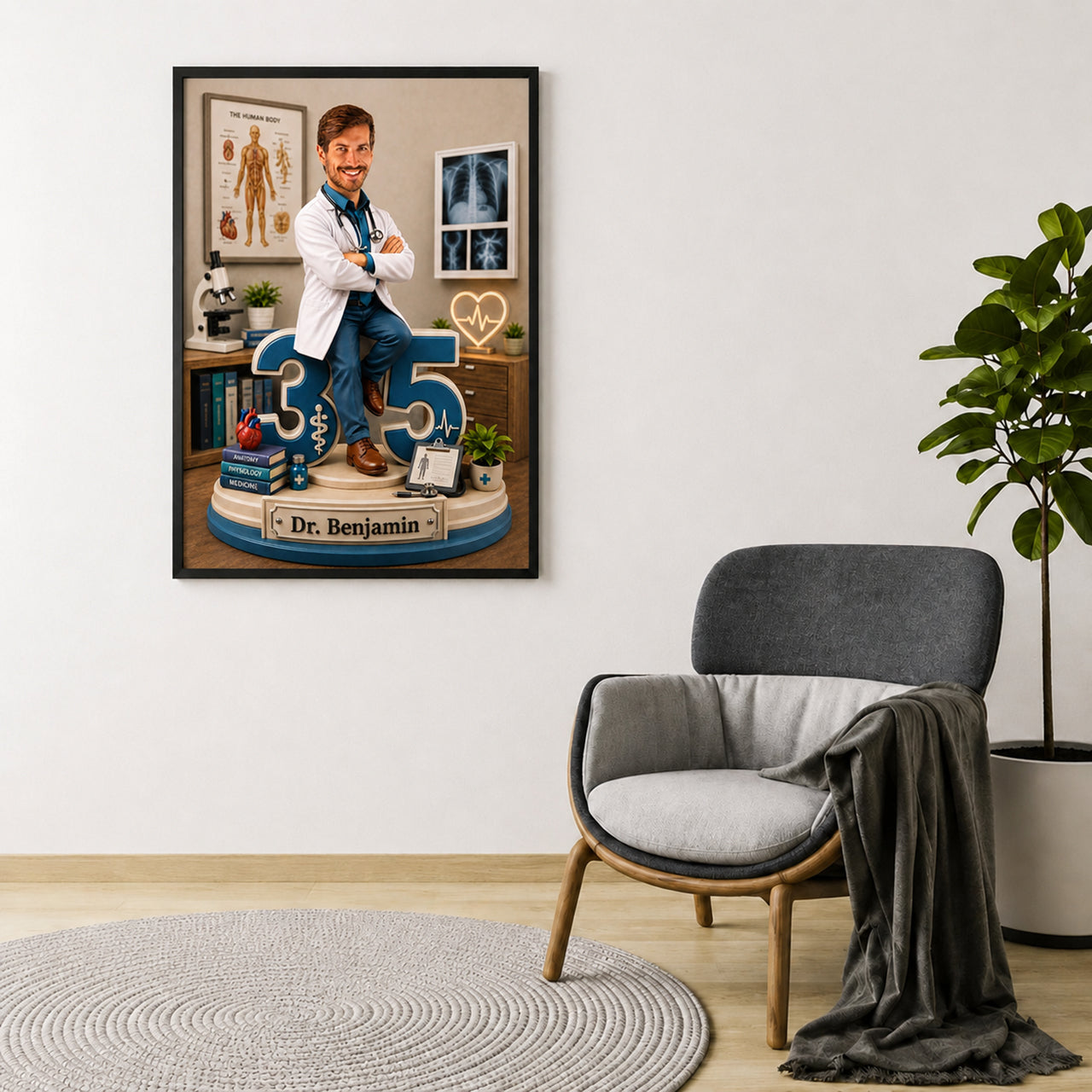 Doctor Caricature - Personalized Birthday Gift for Dad, Work Colleague, Husband