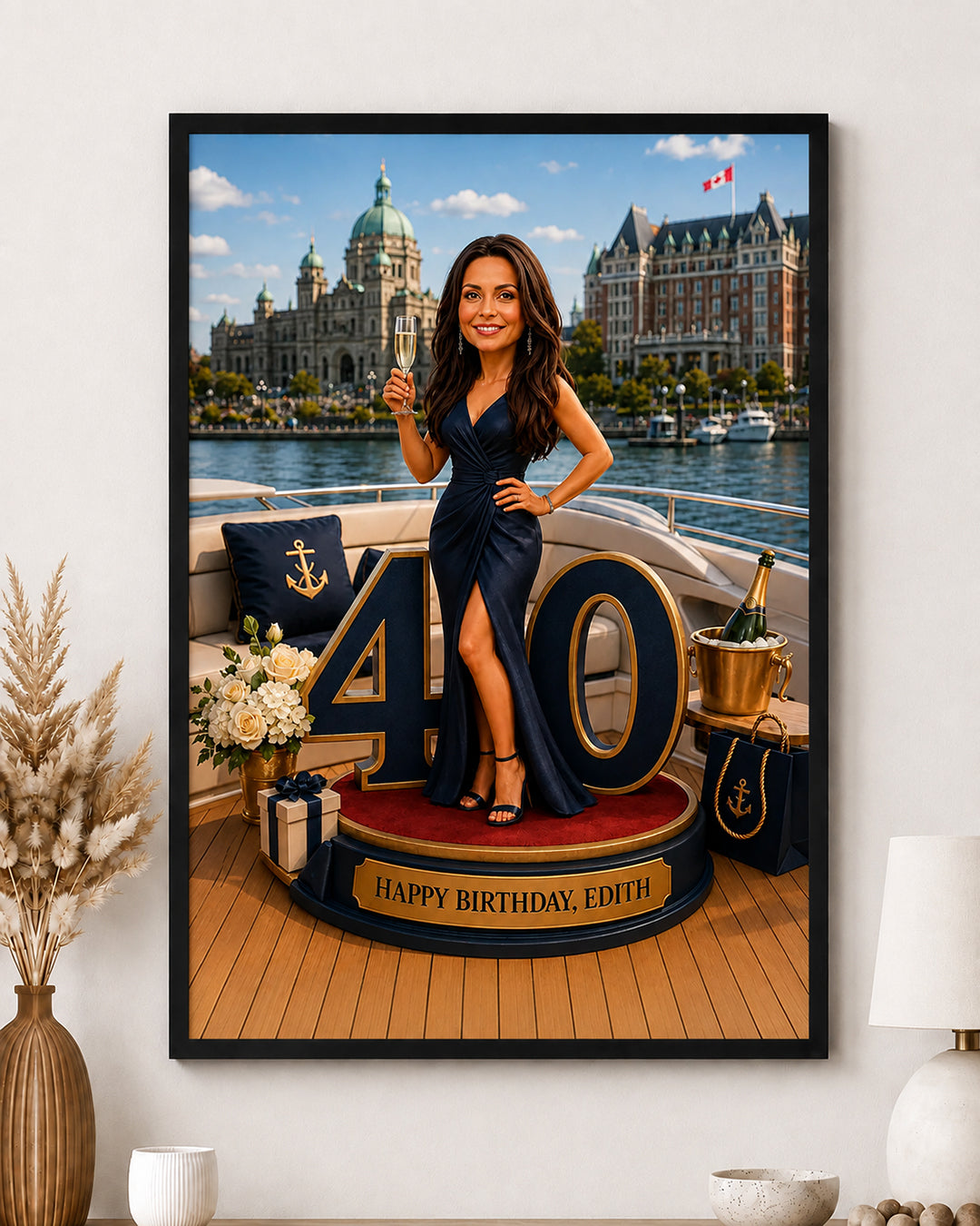Custom portrait. A birthday gift for a woman. Red Carpet