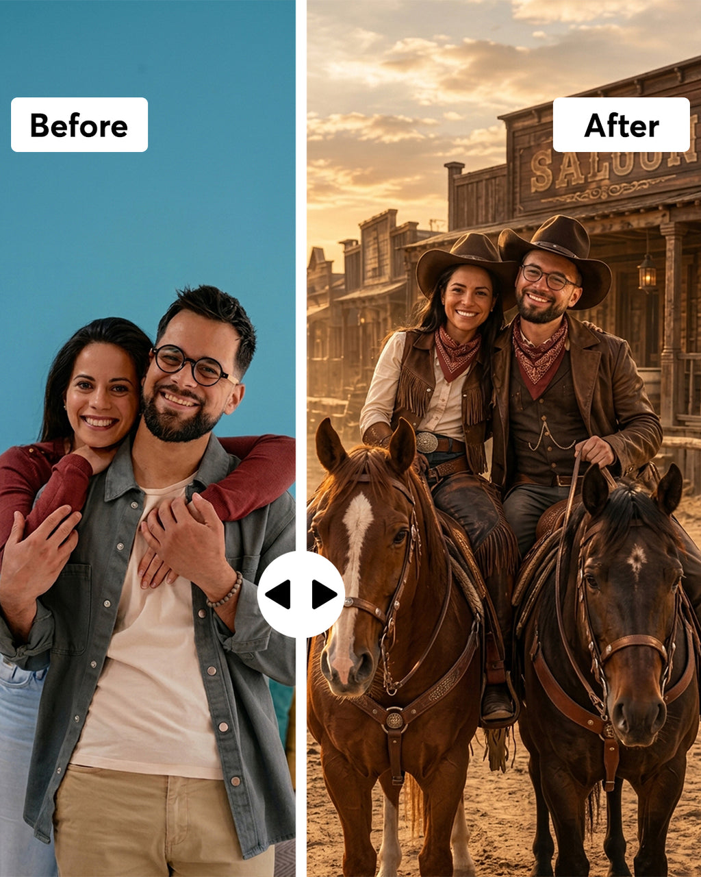 Custom Wild West Cowboy Portrait From Photo – Personalized Gift