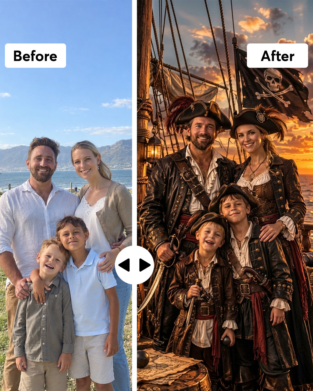 Custom Pirate Portrait From Photo – Personalized Gift