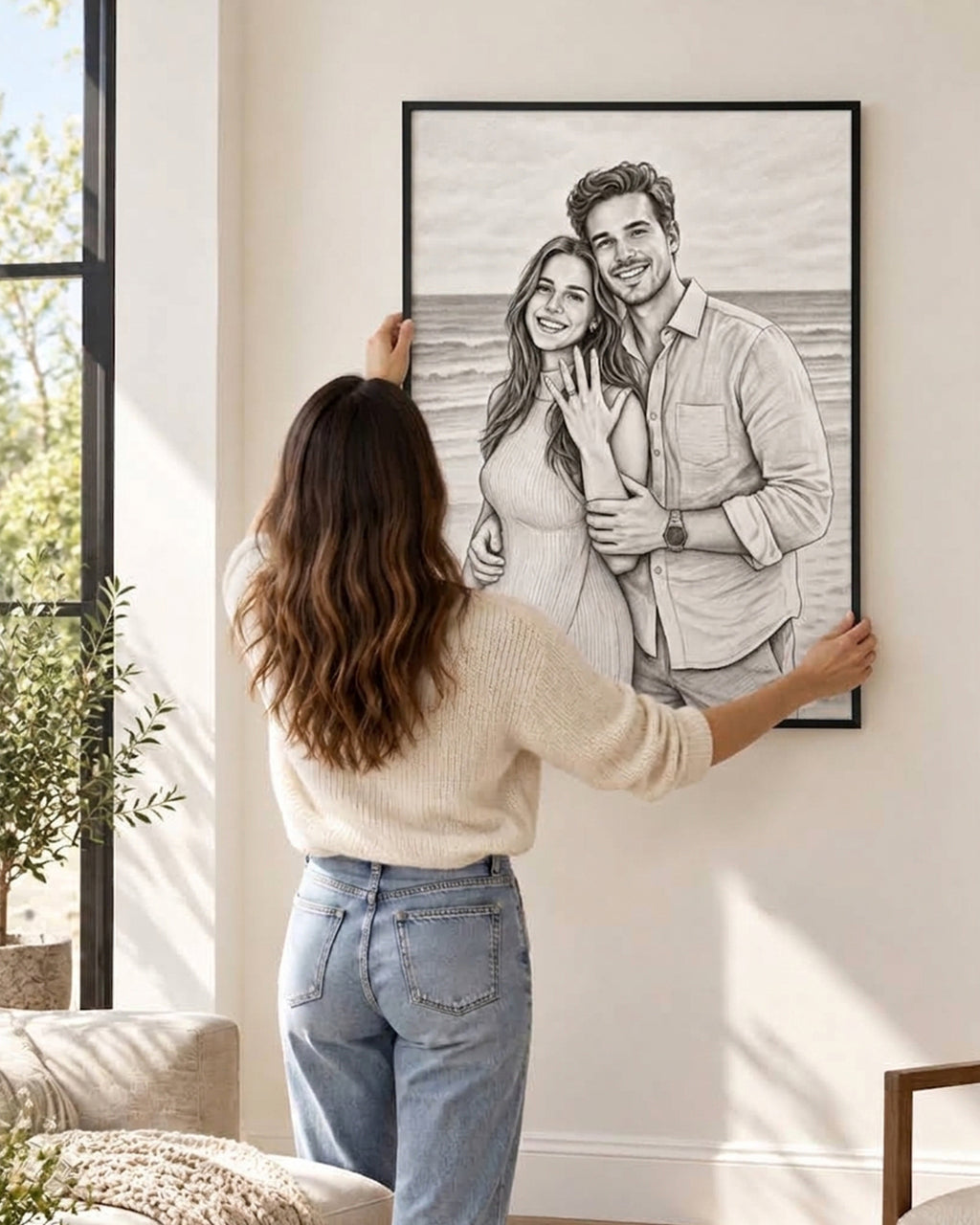 Custom Portrait From Photo, Personalized Wedding Gift, Pencil sketch, Anniversary Gifts For Wife Husband
