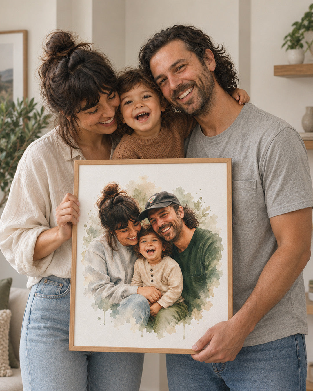 Soft Watercolor Couple Portrait from Photo, Custom Wedding Anniversary Christmas Gift for Wife Husband Parents, Engagement Gift for Friend, Unique Poster Wall Art