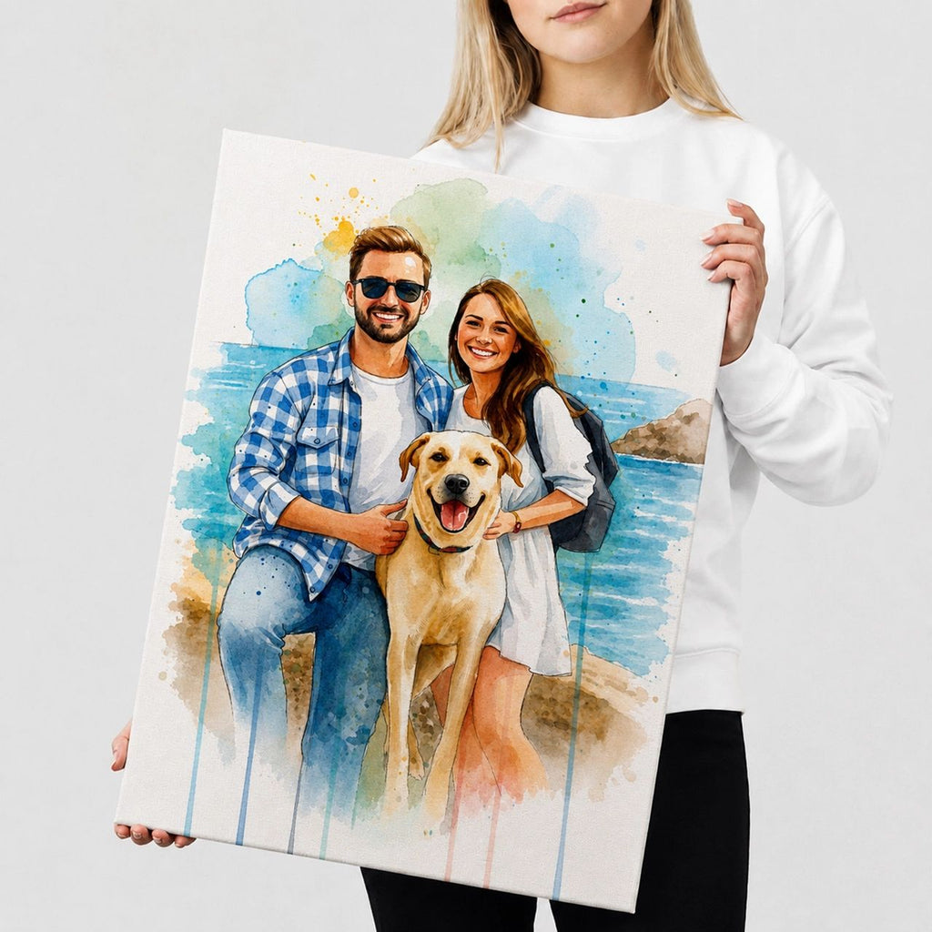 Personalized Watercolor Portrait from Photo - Custom Wall Art