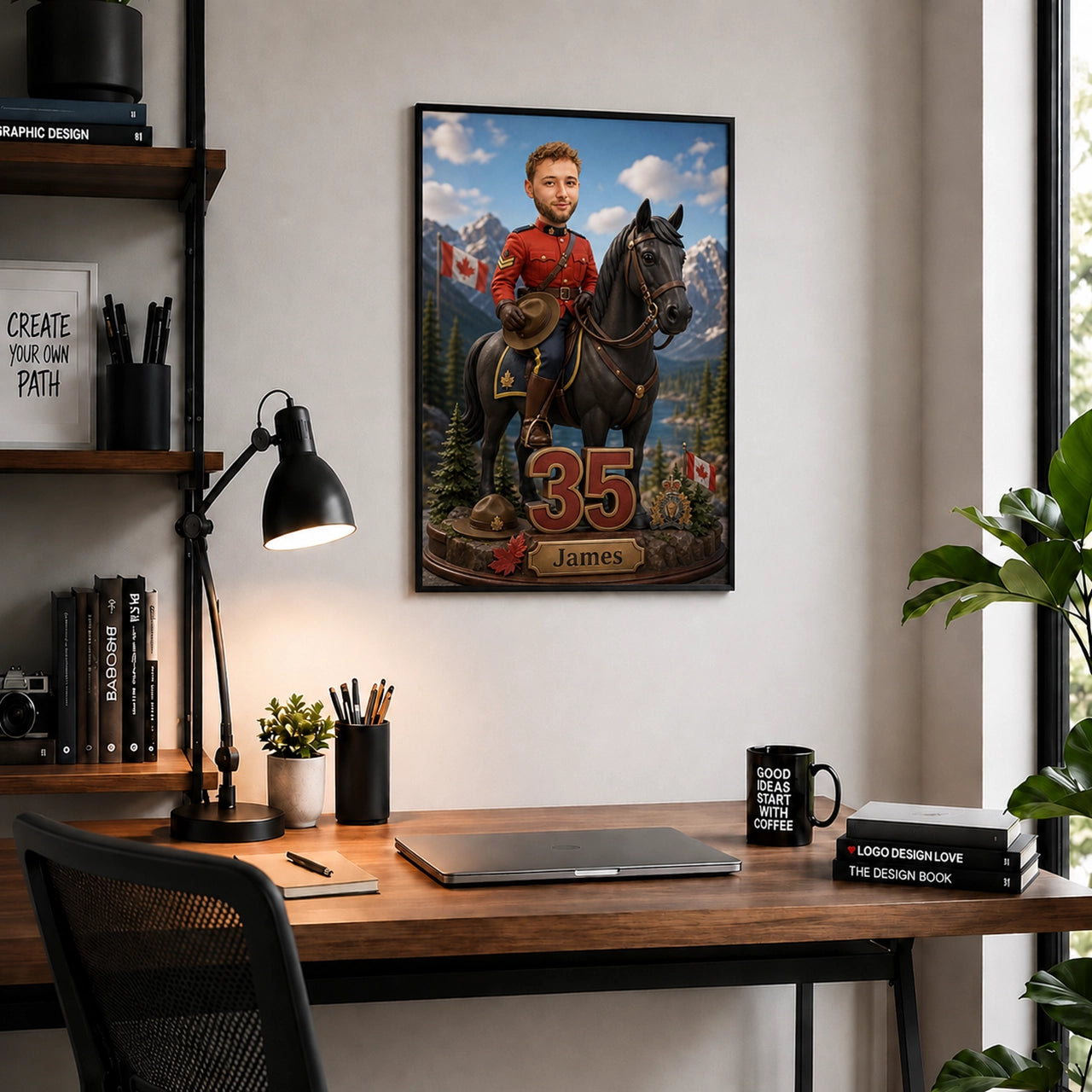 Canadian Police Officer Caricature from Photo - Personalized Gift for Him