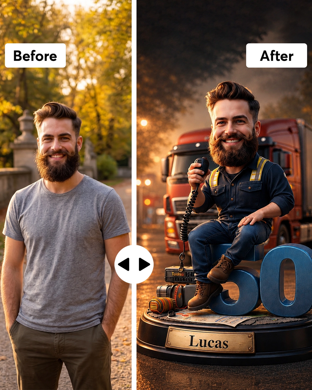 Personalized Trucker Portrait | Custom Illustration from Your Photo