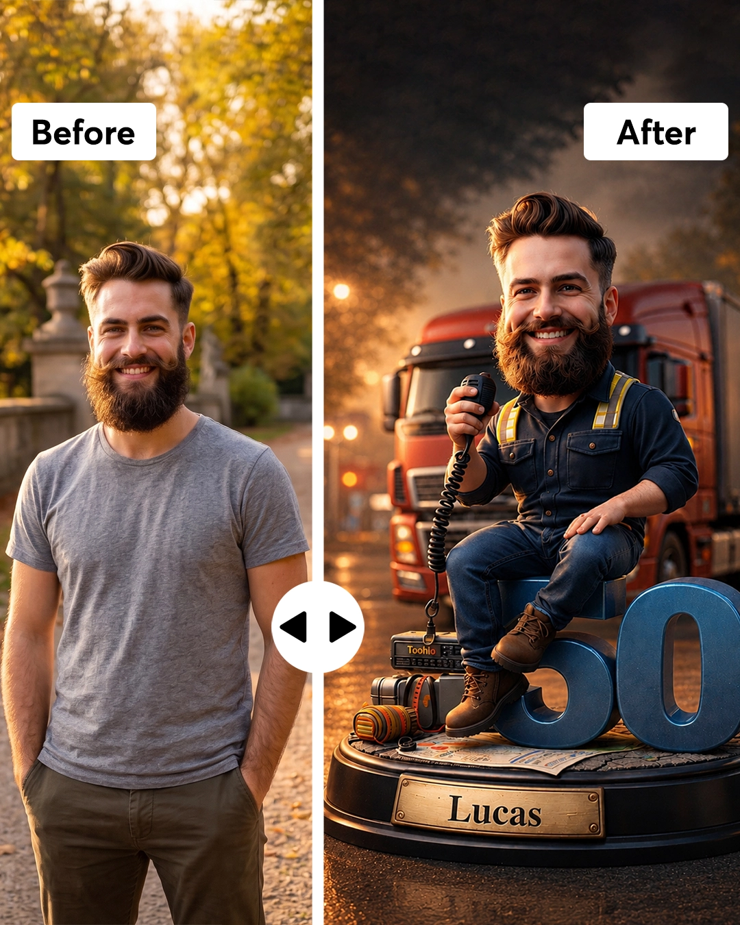 Personalized Trucker Portrait | Custom Illustration from Your Photo