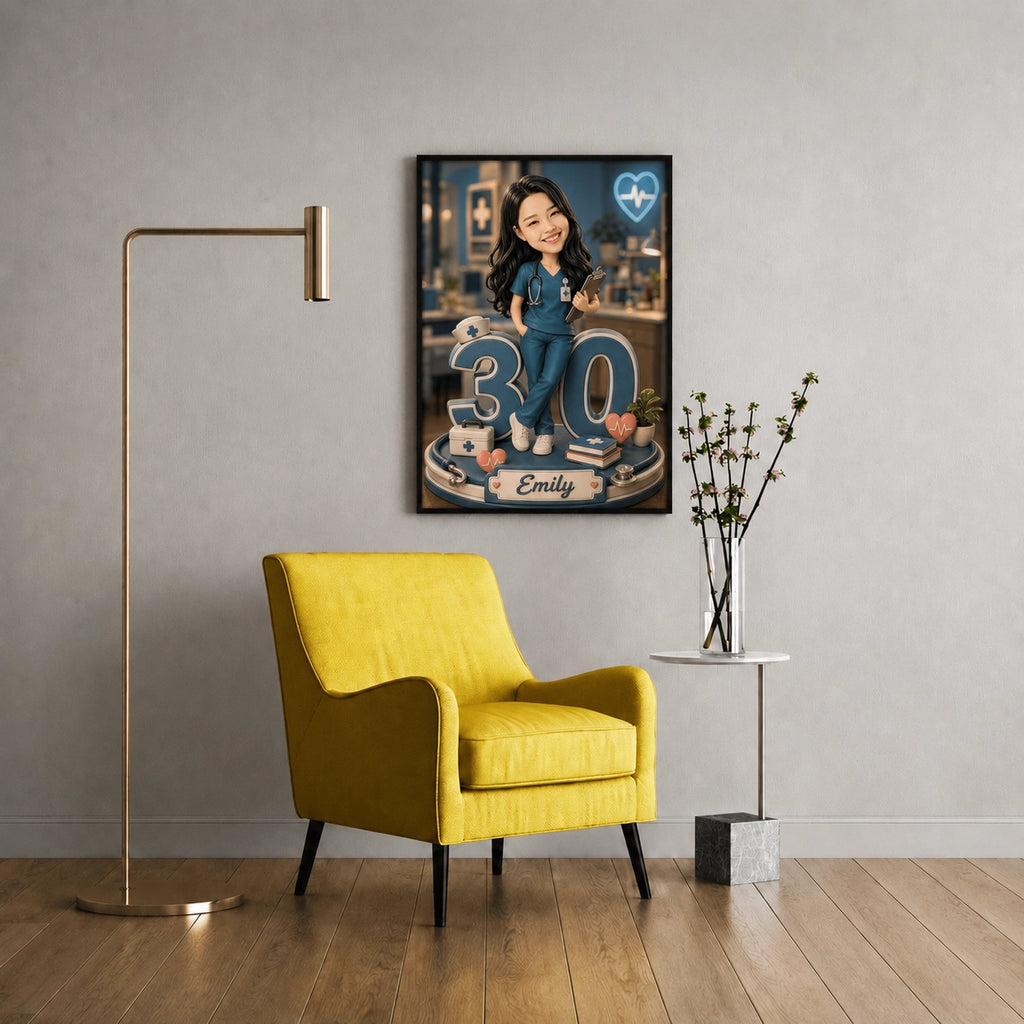Female Doctor Caricature from Photo - Personalized Gift for Her