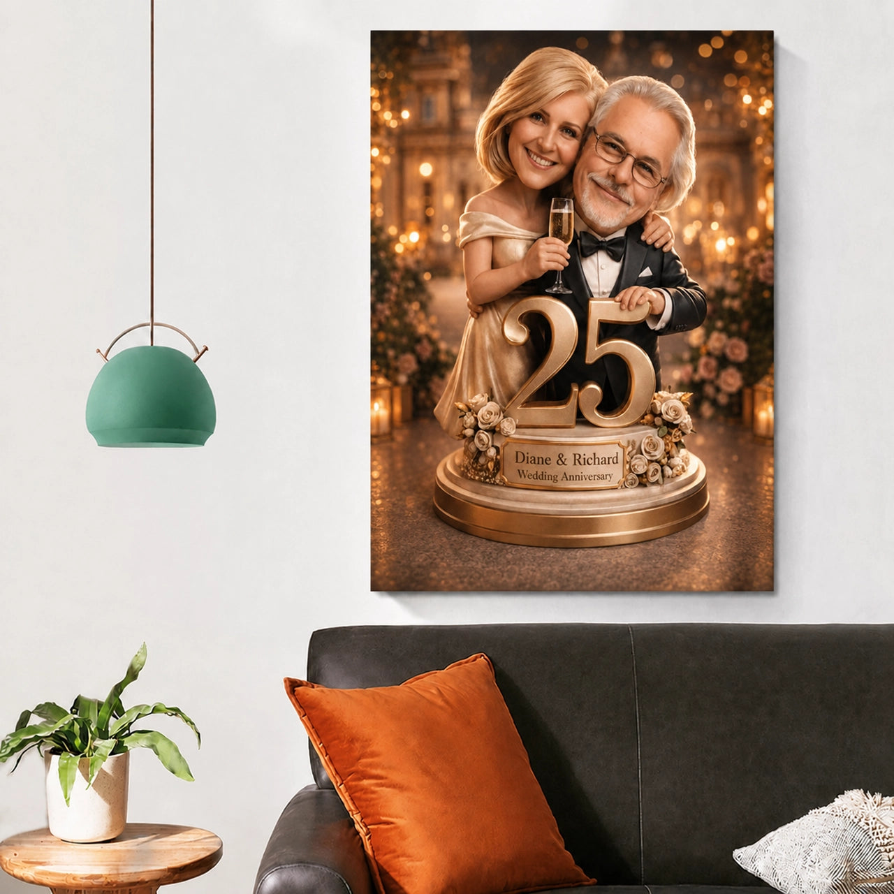 Personalized Wedding Anniversary Caricature from Photo - 25th, 30th, 40th or 50th