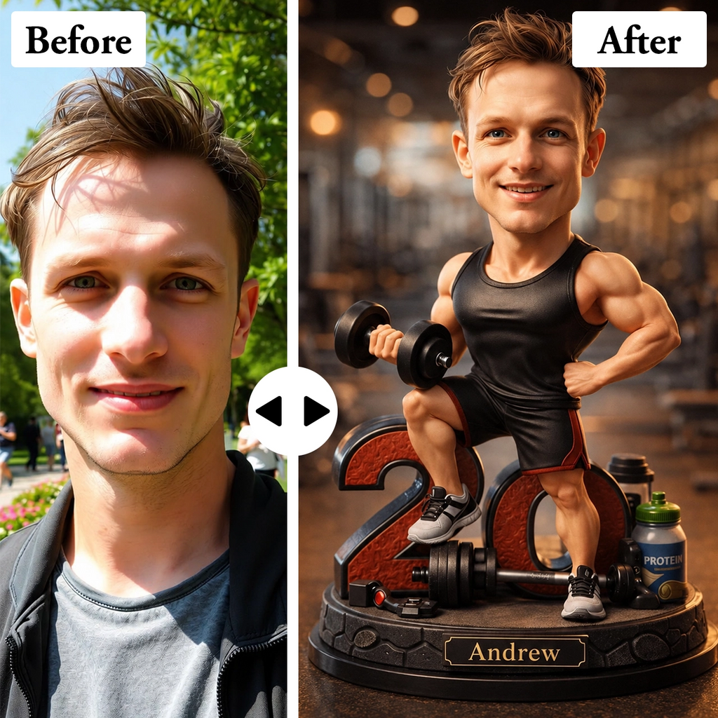 Bodybuilder Caricature from Photo - Personalized Gift for Him