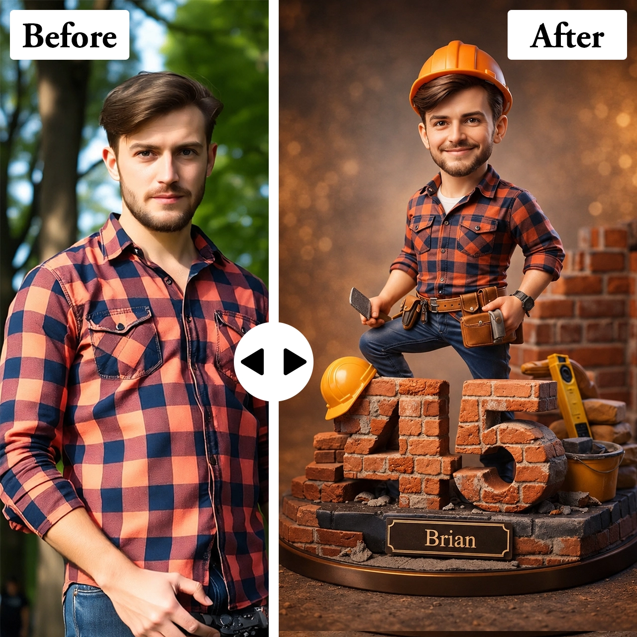 Custom Portrait Construction Worker - Personalized Gift