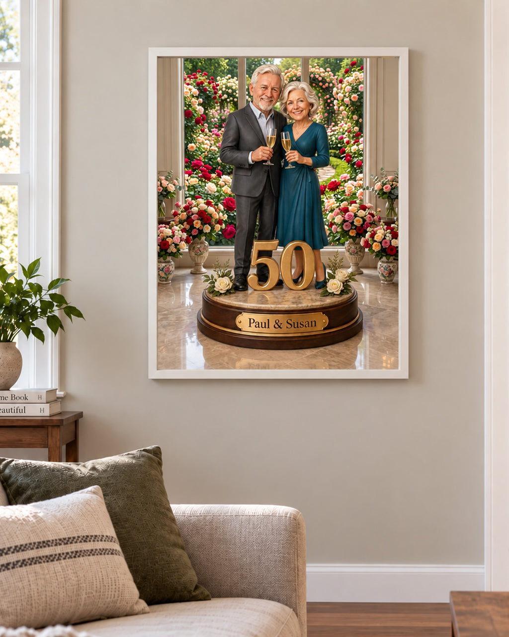 Anniversary Couple Portrait from Photo | Personalized Canvas Print | Anniversary Gift | Elegant Custom Portrait