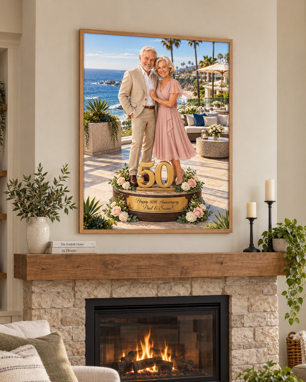 Anniversary Couple Portrait from Photo | Personalized Canvas Print | Anniversary Gift | Elegant Custom Portrait