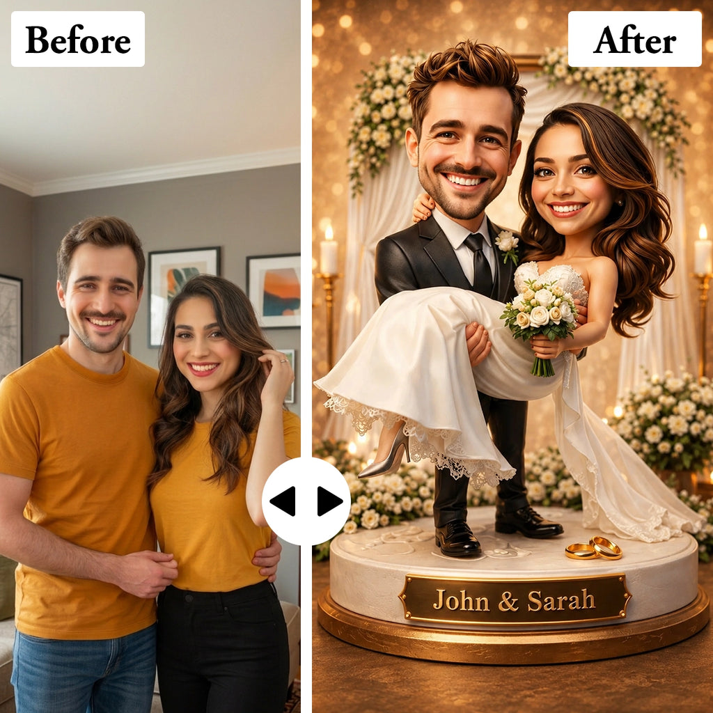 Wedding Caricature from Photo - Personalized Gift for Newlyweds
