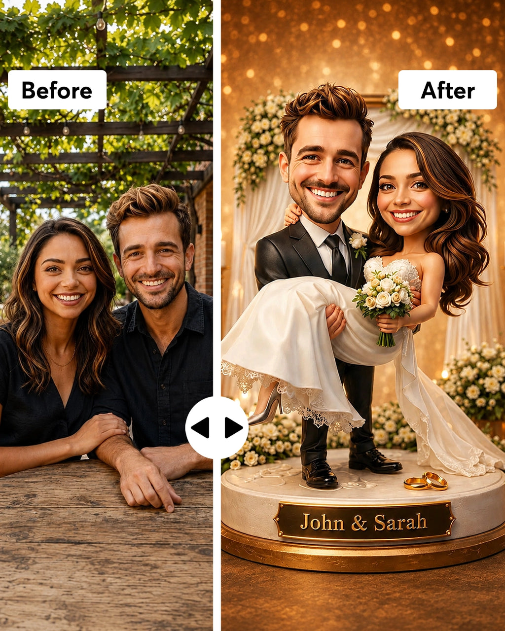 Wedding Couple Portrait  from Photo | Personalized Canvas Print | Custom Wedding Portrait | Unique Anniversary Gift