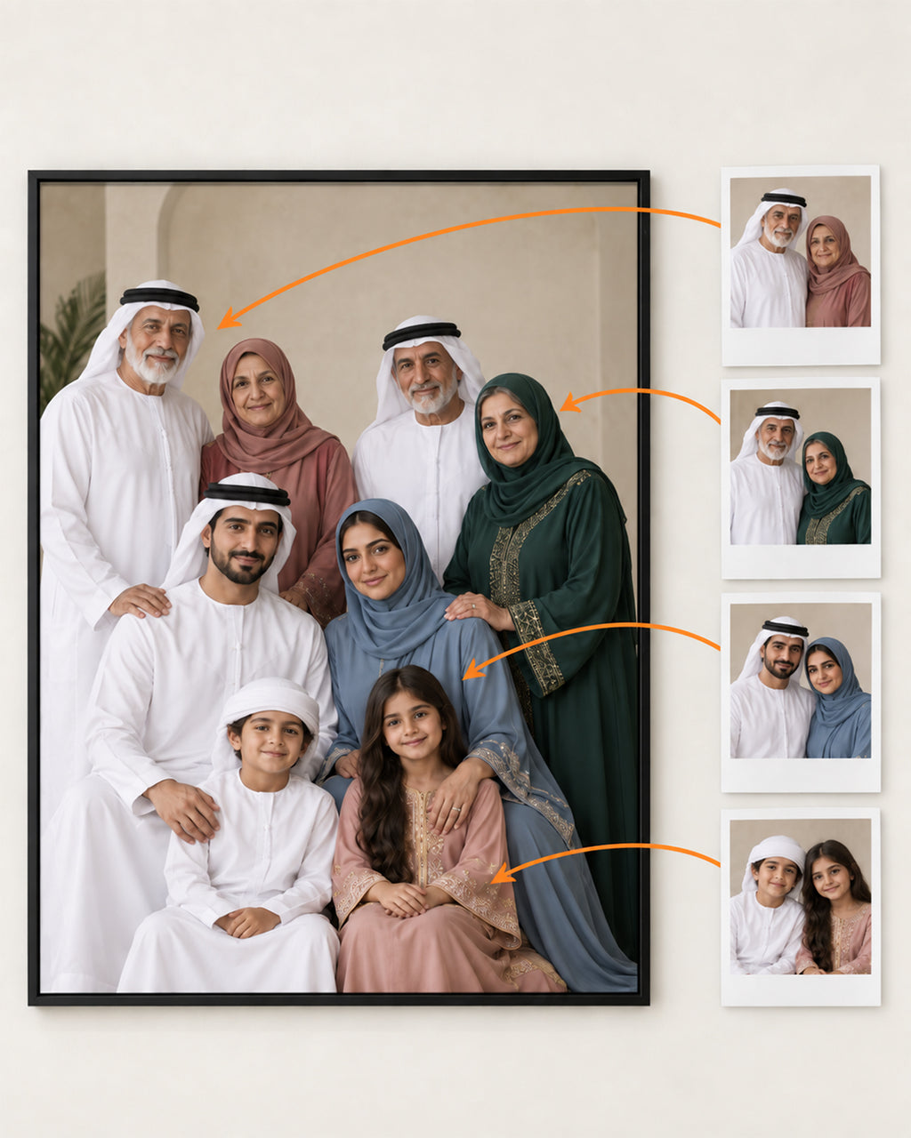 Custom Family Portrait from Multiple Photos | Personalized Canvas Print | Mother’s Day & Father’s Day Gift Idea | Combined Family Photo Art