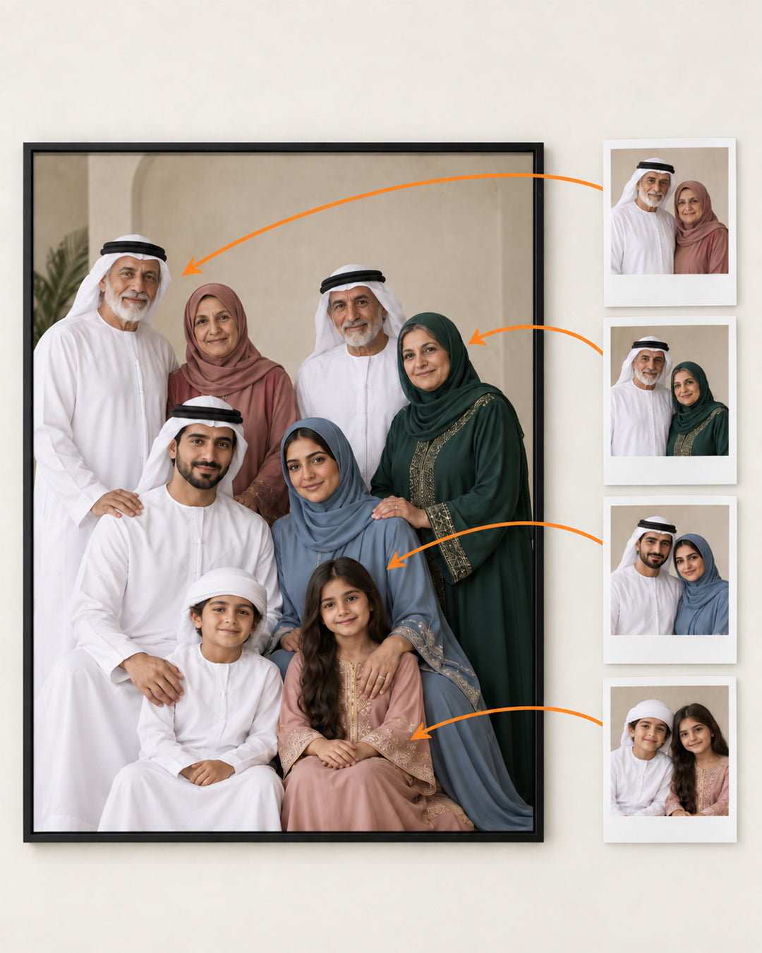 Custom Family Portrait from Multiple Photos | Personalized Canvas Print | Mother’s Day & Father’s Day Gift Idea | Combined Family Photo Art