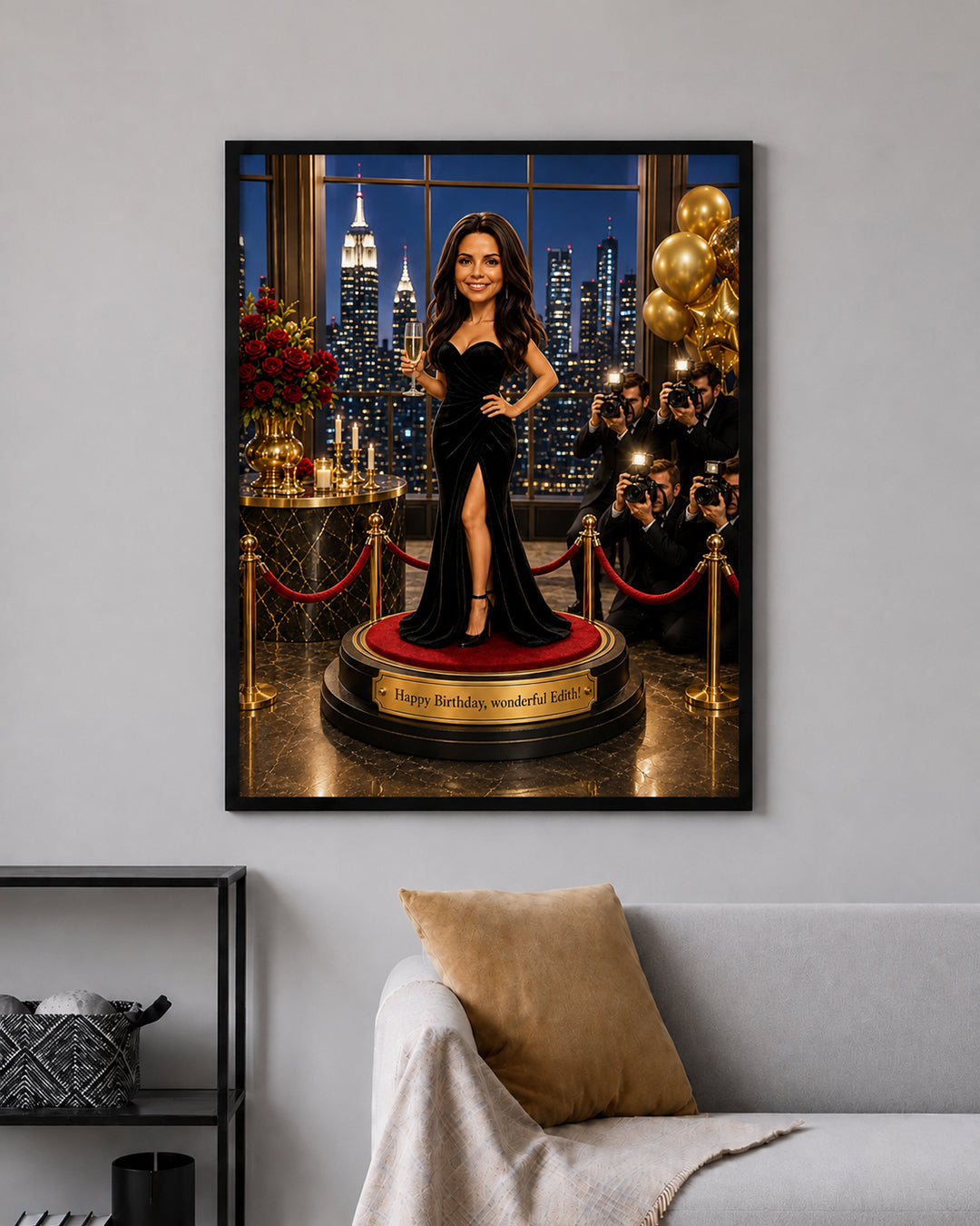Custom portrait. A birthday gift for a woman. Red Carpet