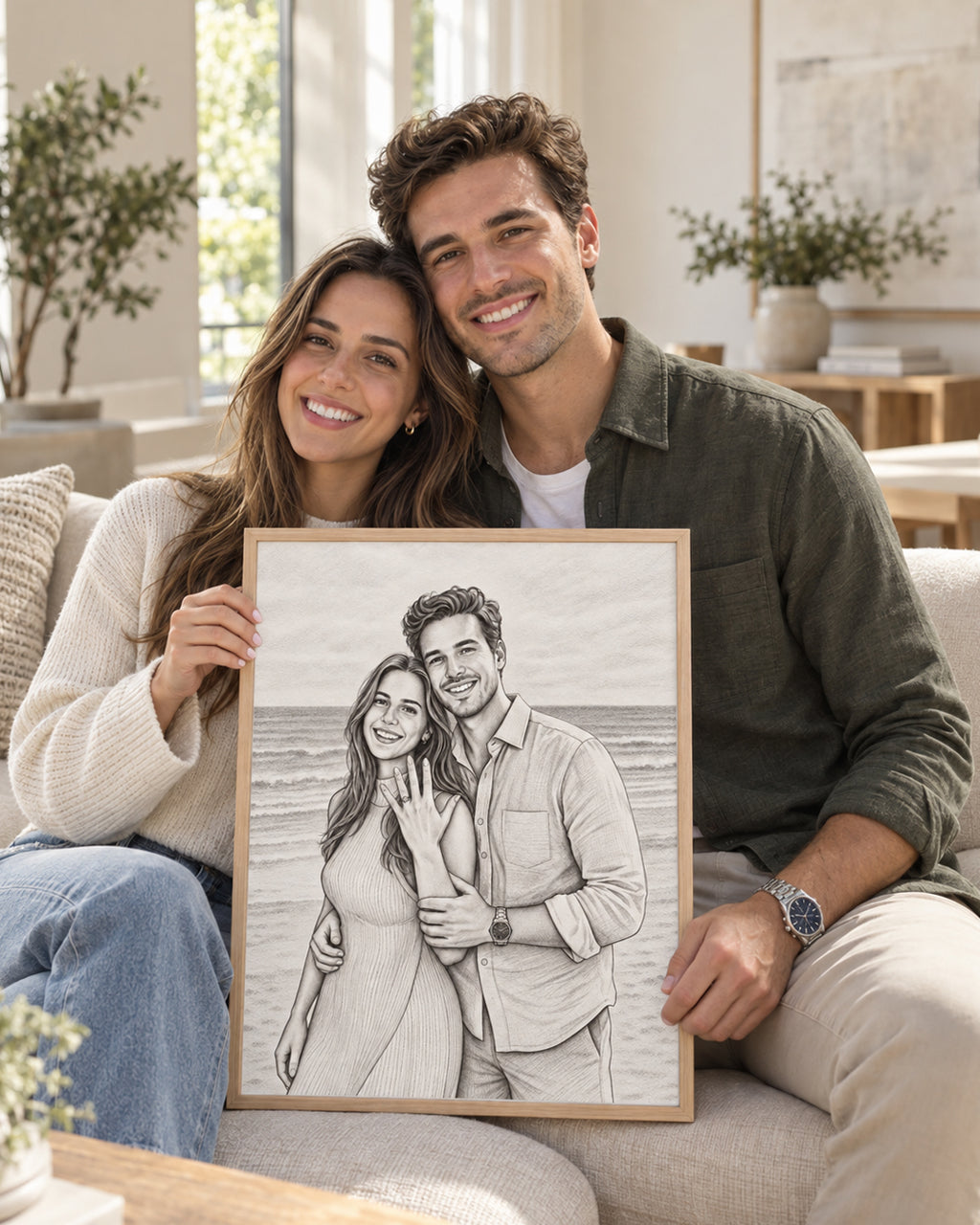 Custom Portrait From Photo, Personalized Wedding Gift, Pencil sketch, Anniversary Gifts For Wife Husband