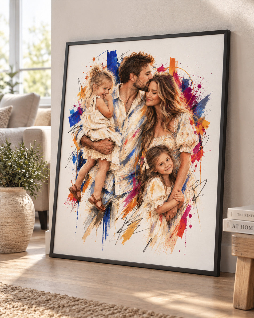 Custom Splash Watercolor Portrait From Photo: Anniversary, Wedding, Engagement,Family Gift