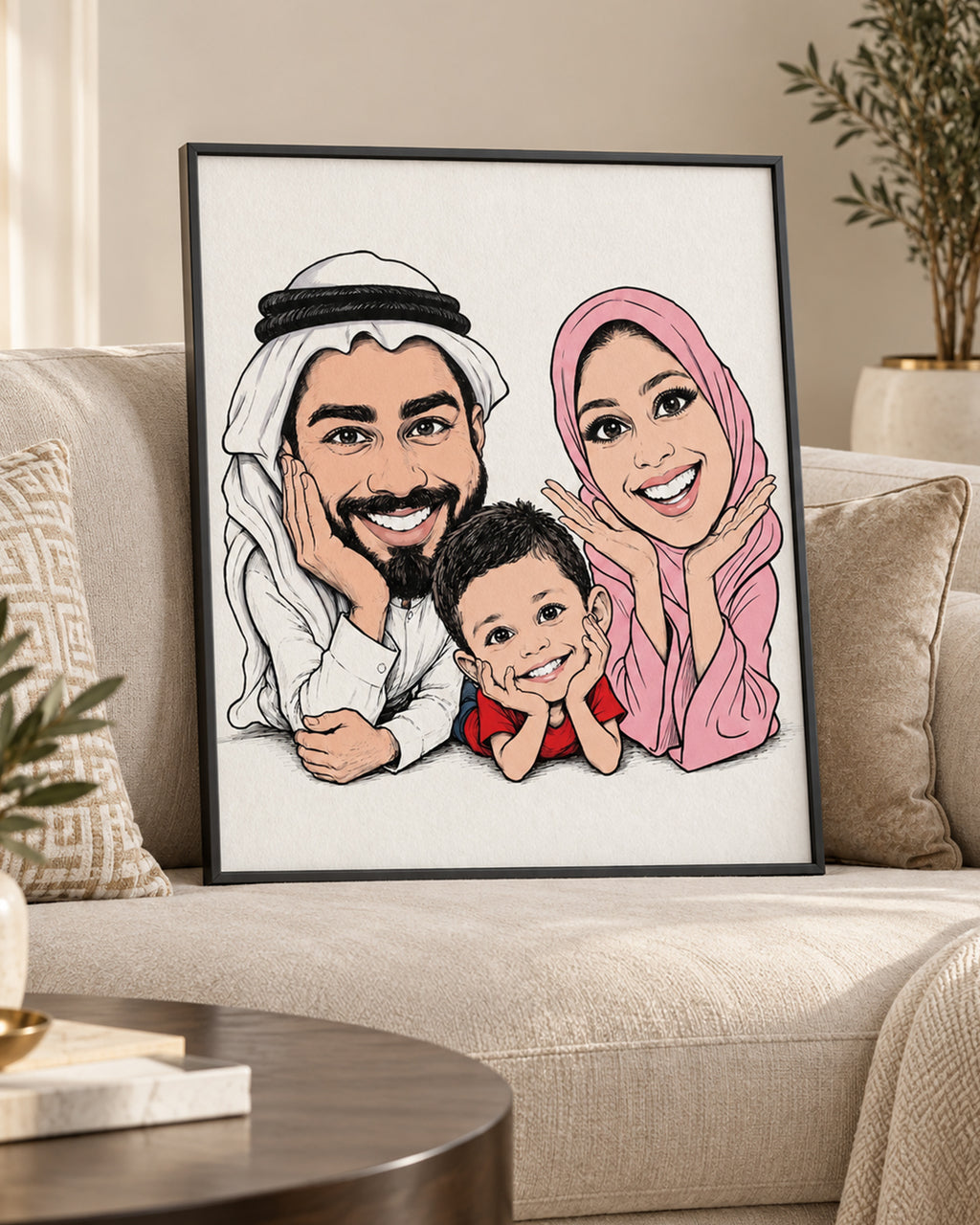 لوحة خليجية مخصصة لشخصين من صورتكما — هدية مميزة