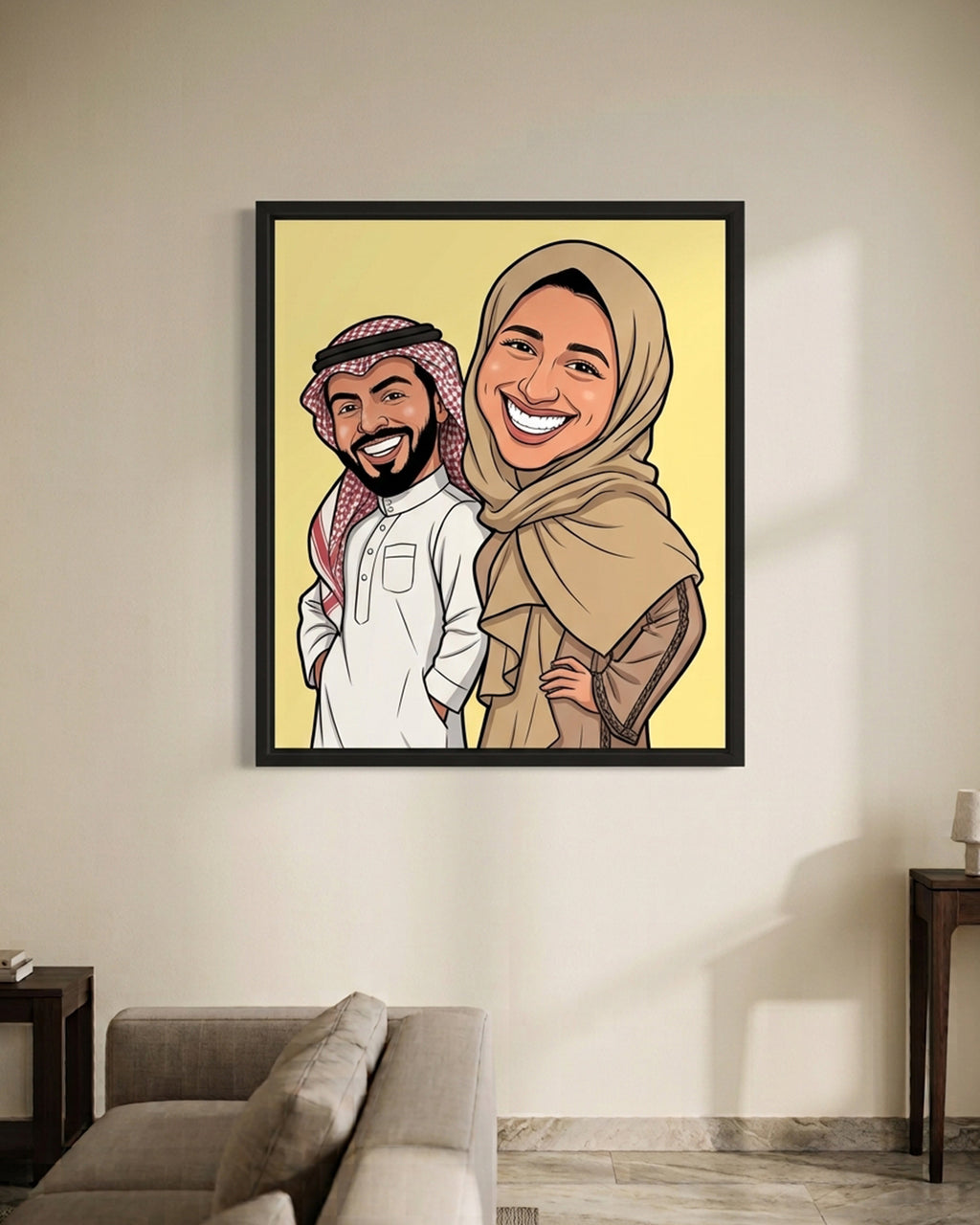 لوحة خليجية مخصصة لشخصين من صورتكما — هدية مميزة