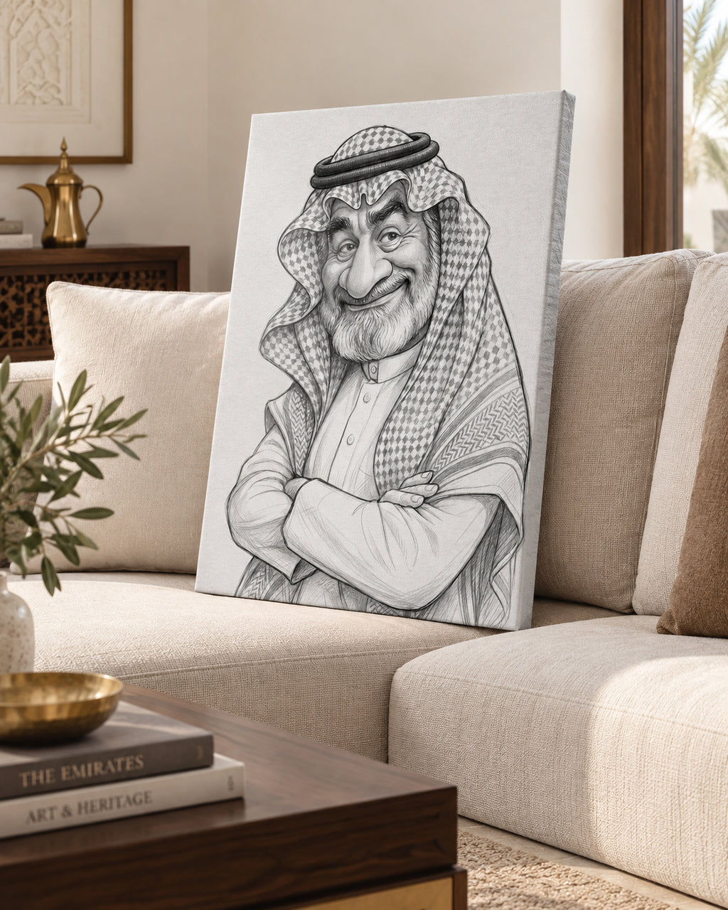 لوحة خليجية مخصصة لشخصين من صورتكما — هدية مميزة