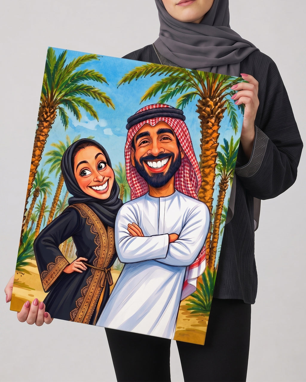 Personalized Gulf Couple Portrait – Custom Couple Gift