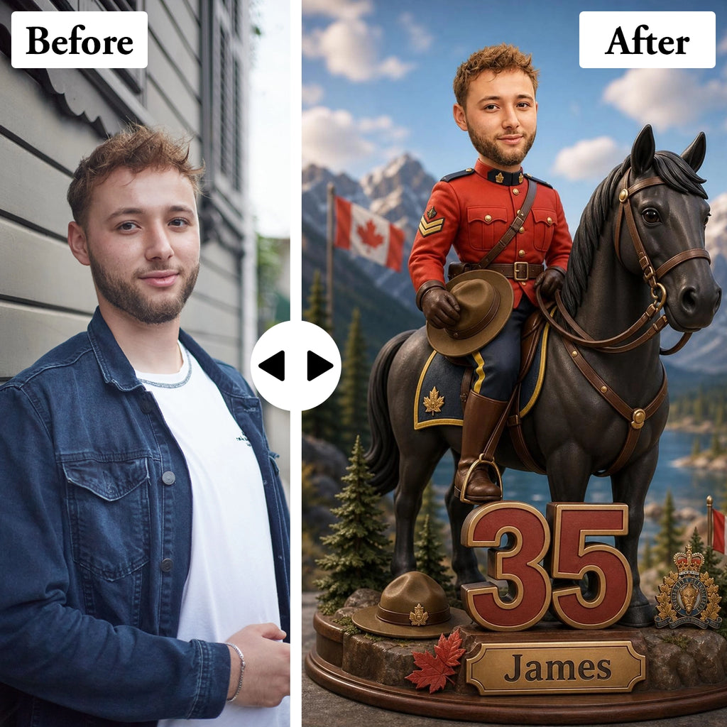 Canadian Police Officer Caricature from Photo - Personalized Gift for Him