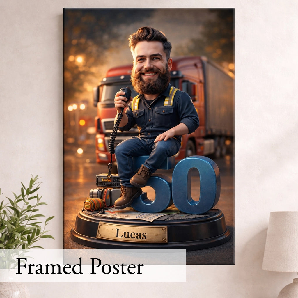 Truck Driver Caricature – For Dad, Work Colleague, Boyfriend