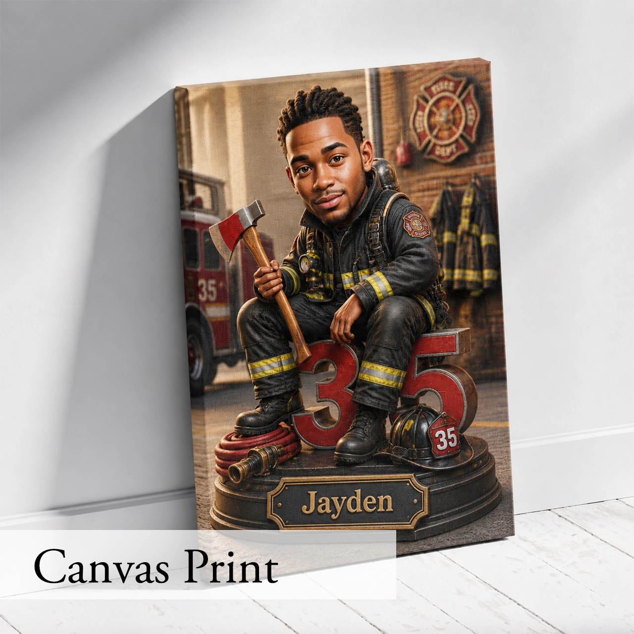 Firefighter Caricature from Photo - Birthday Gift for Husband