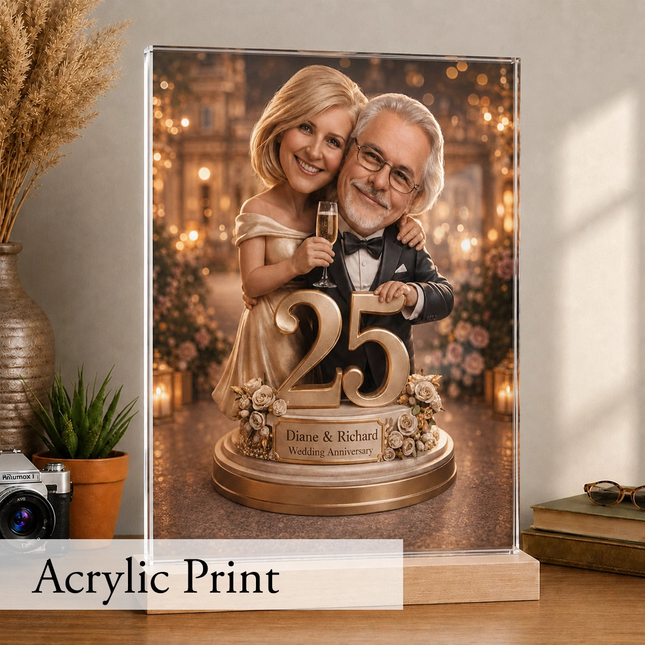 Personalized Wedding Anniversary Caricature from Photo - 25th, 30th, 40th or 50th