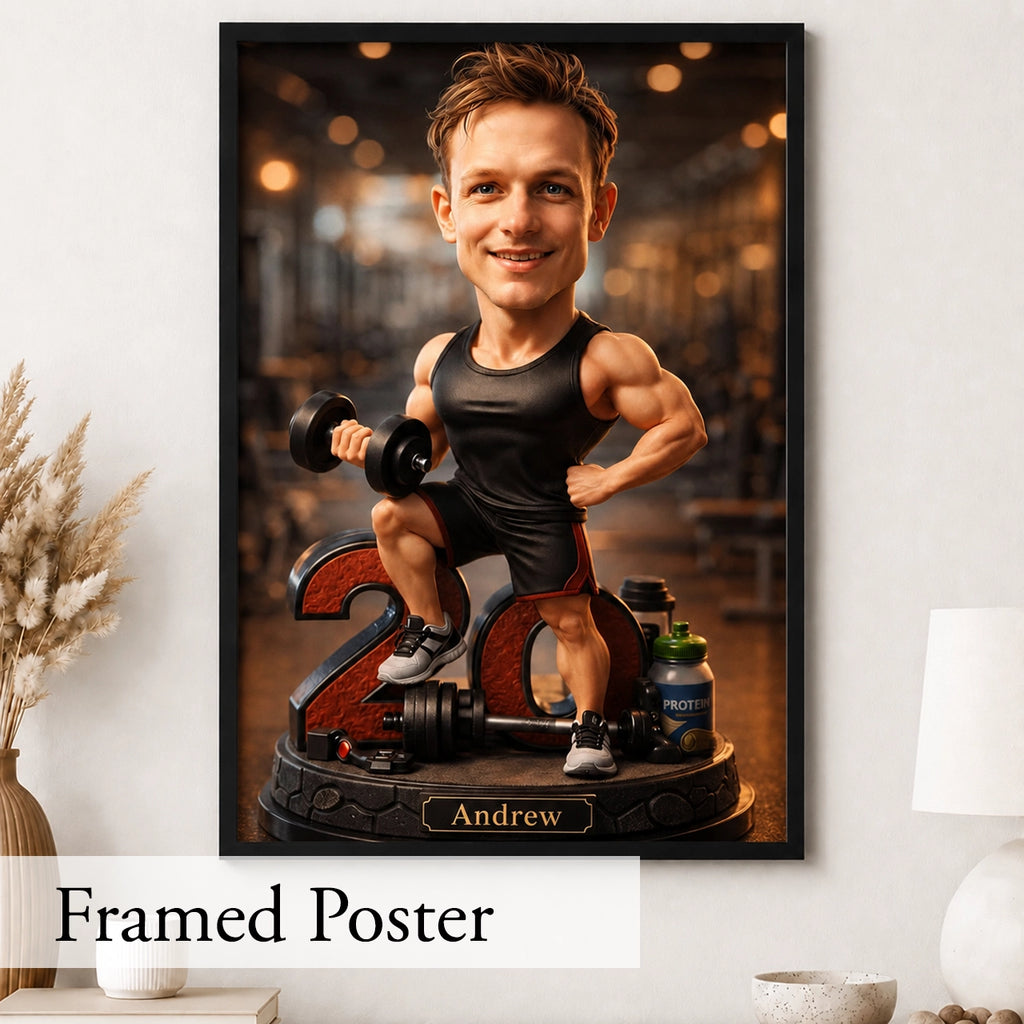 Bodybuilder Caricature from Photo - Personalized Gift for Him
