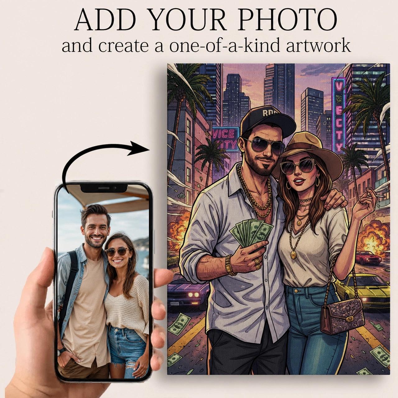 Personalized GTA-Style Portrait from Photo - Custom Gaming Gift