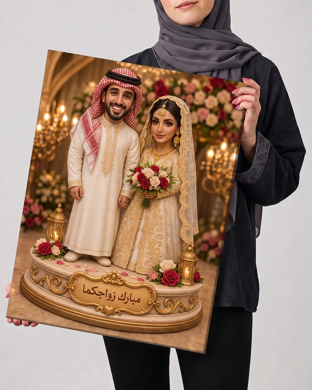 Personalized Gulf Wedding Portrait – Custom Couple Gift