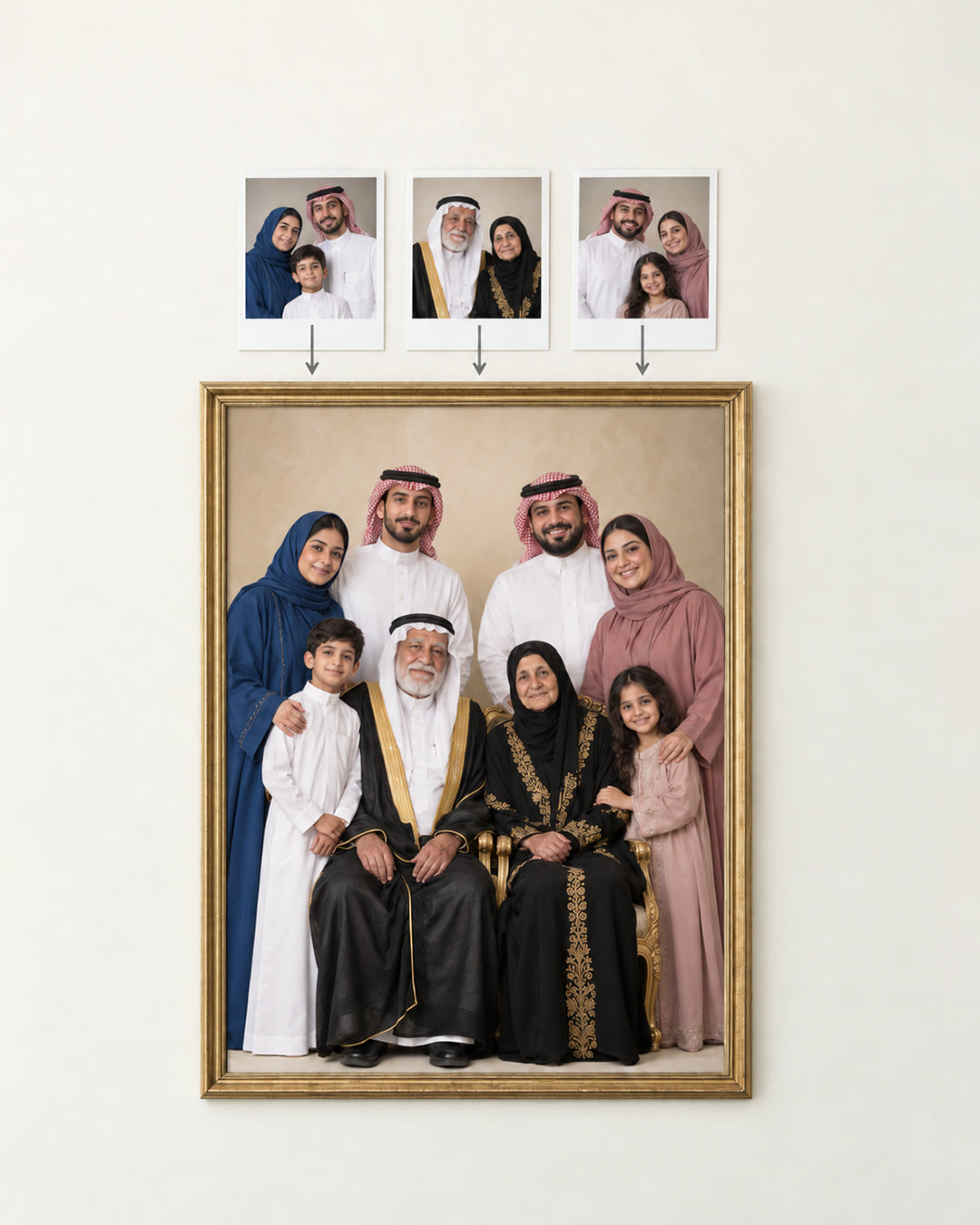 Custom Family Portrait from Multiple Photos | Personalized Canvas Print | Mother’s Day & Father’s Day Gift Idea | Combined Family Photo Art