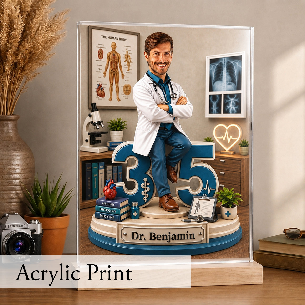 Doctor Caricature - Personalized Birthday Gift for Dad, Work Colleague, Husband