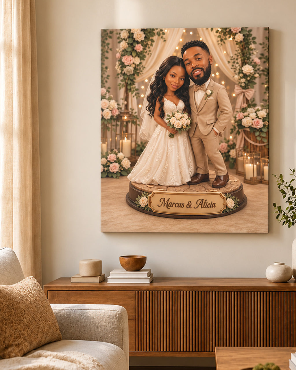 Wedding Couple Portrait  from Photo | Personalized Canvas Print | Custom Wedding Portrait | Unique Anniversary Gift