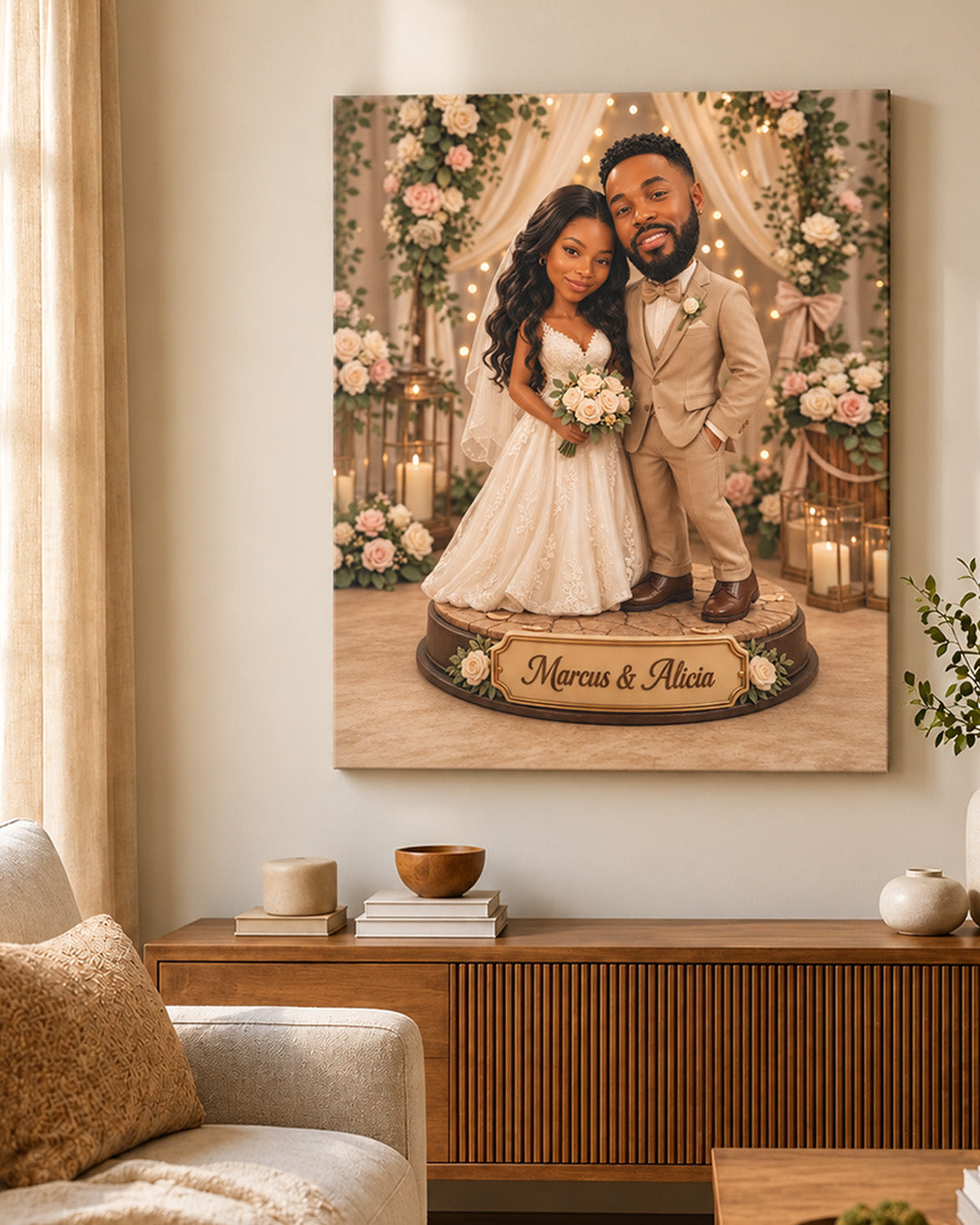 Wedding Couple Portrait  from Photo | Personalized Canvas Print | Custom Wedding Portrait | Unique Anniversary Gift
