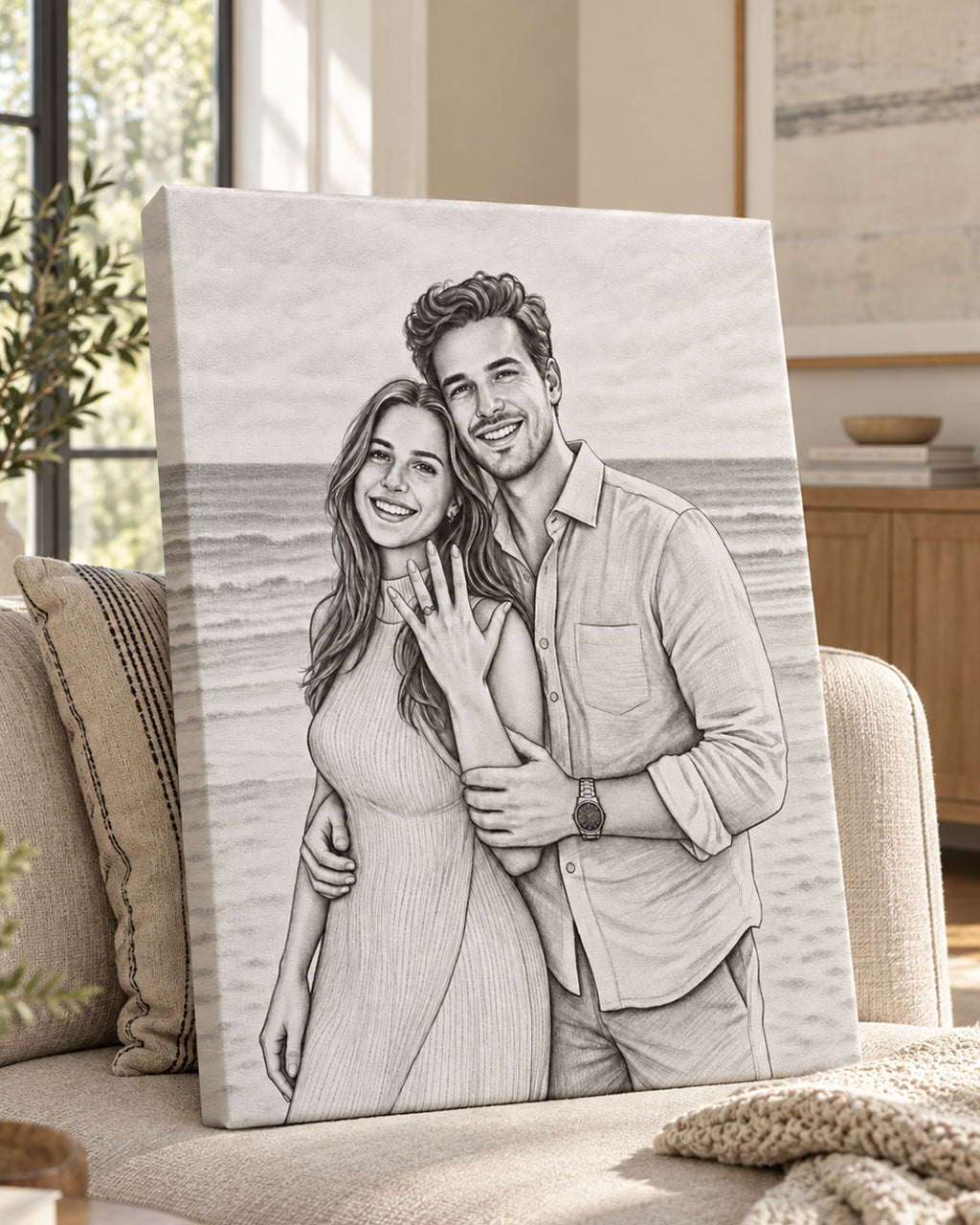 Custom Portrait From Photo, Personalized Wedding Gift, Pencil sketch, Anniversary Gifts For Wife Husband