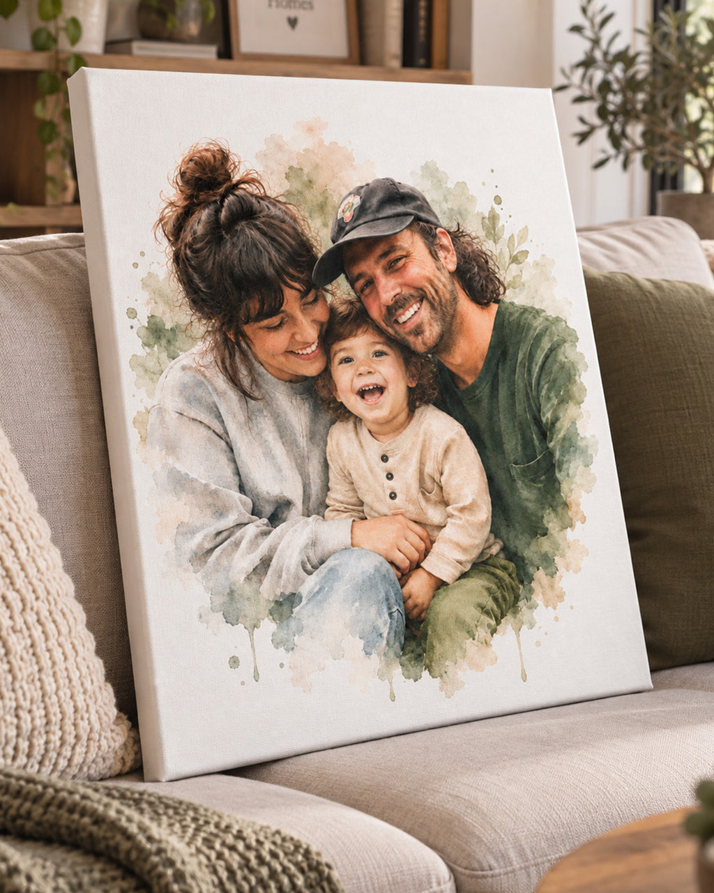 Soft Watercolor Couple Portrait from Photo, Custom Wedding Anniversary Christmas Gift for Wife Husband Parents, Engagement Gift for Friend, Unique Poster Wall Art