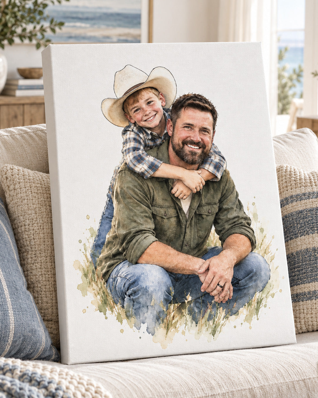 Delicate Watercolor Portrait from Photo – Personalized Canvas Painting, Custom Couple Wedding, Engagement & Anniversary Gift