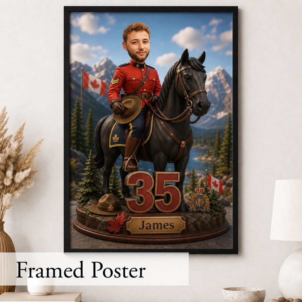 Canadian Police Officer Caricature from Photo - Personalized Gift for Him