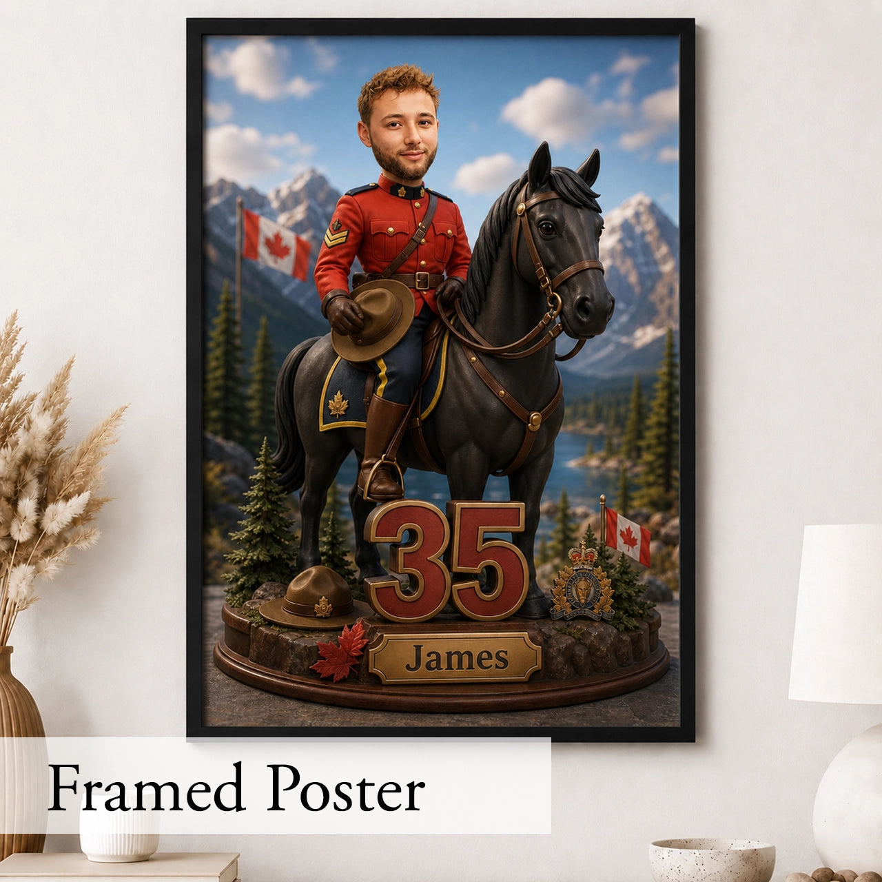 Canadian Police Officer Caricature from Photo - Personalized Gift for Him