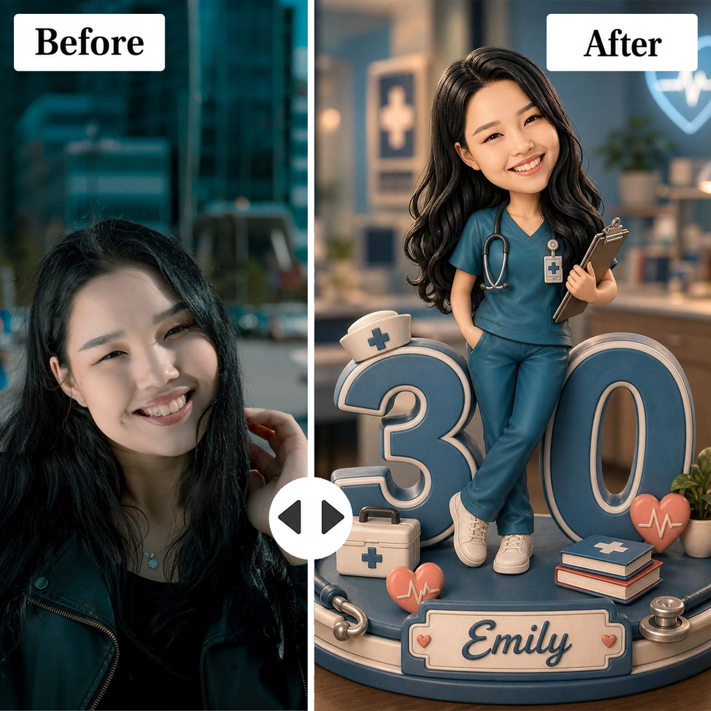 Female Doctor Caricature from Photo - Personalized Gift for Her