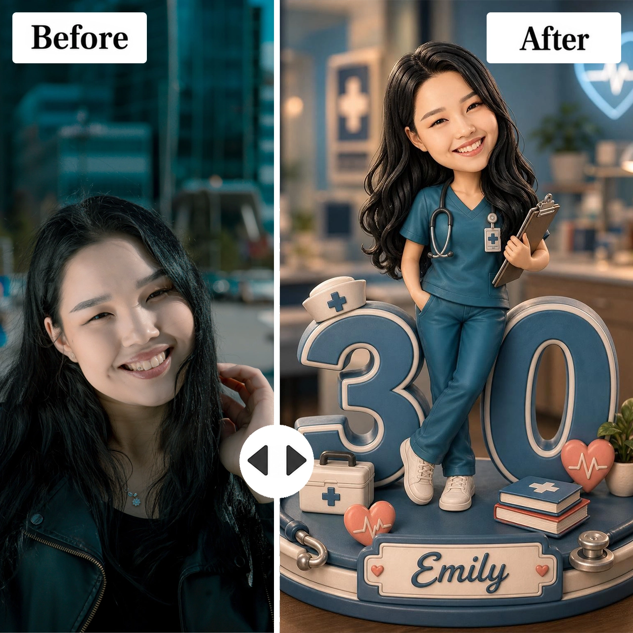 Female Doctor Caricature from Photo - Personalized Gift for Her