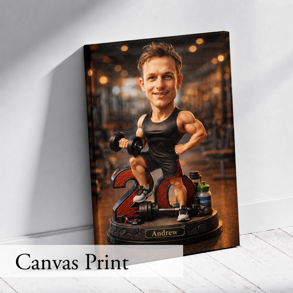 Bodybuilder Caricature from Photo - Personalized Gift for Him