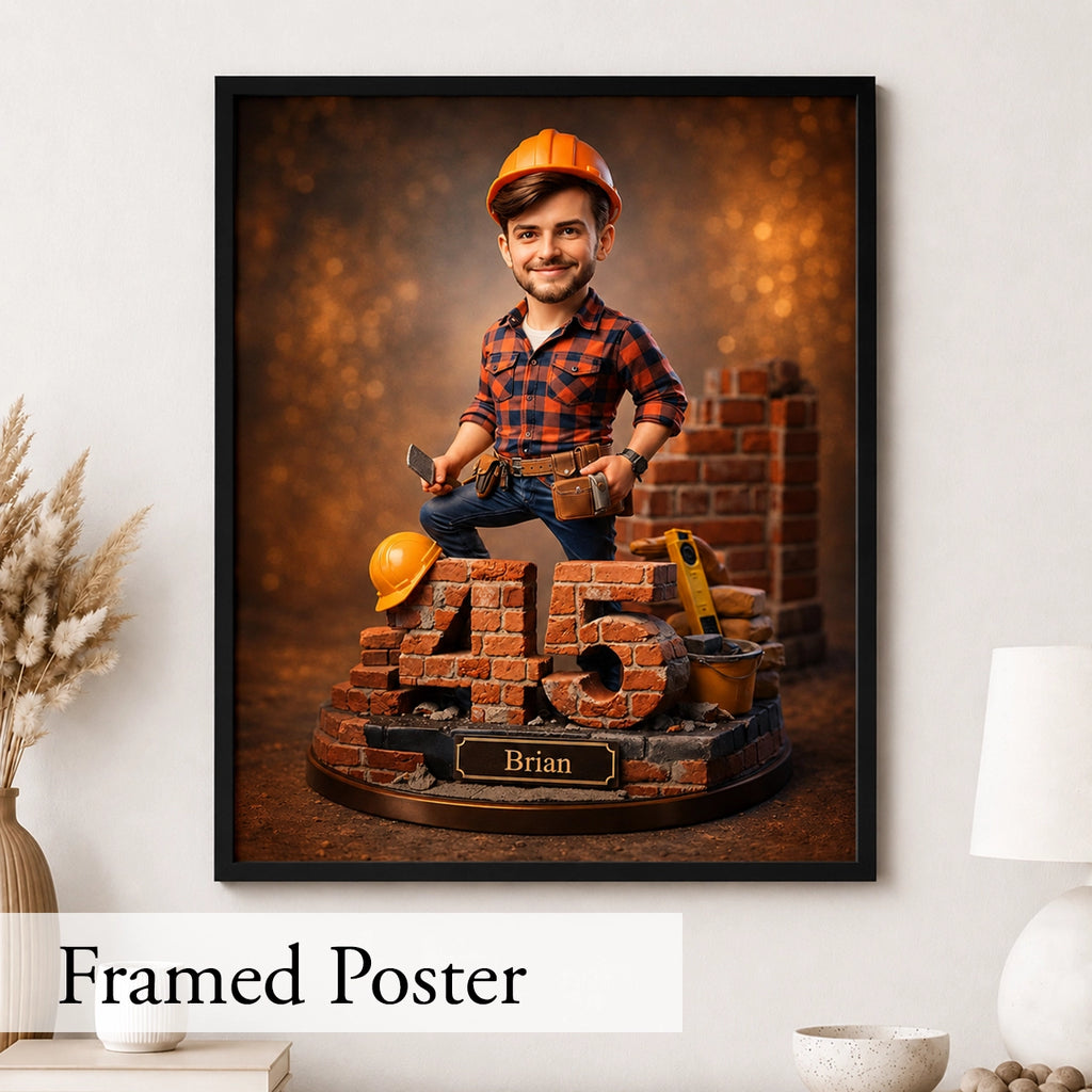 Custom Portrait Construction Worker - Personalized Gift