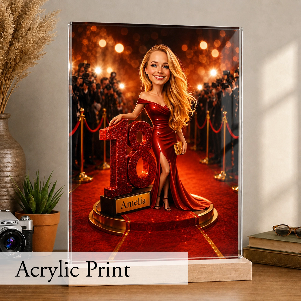 18th Birthday Portrait for a Girl. Red Carpet, Glamour. Caricature