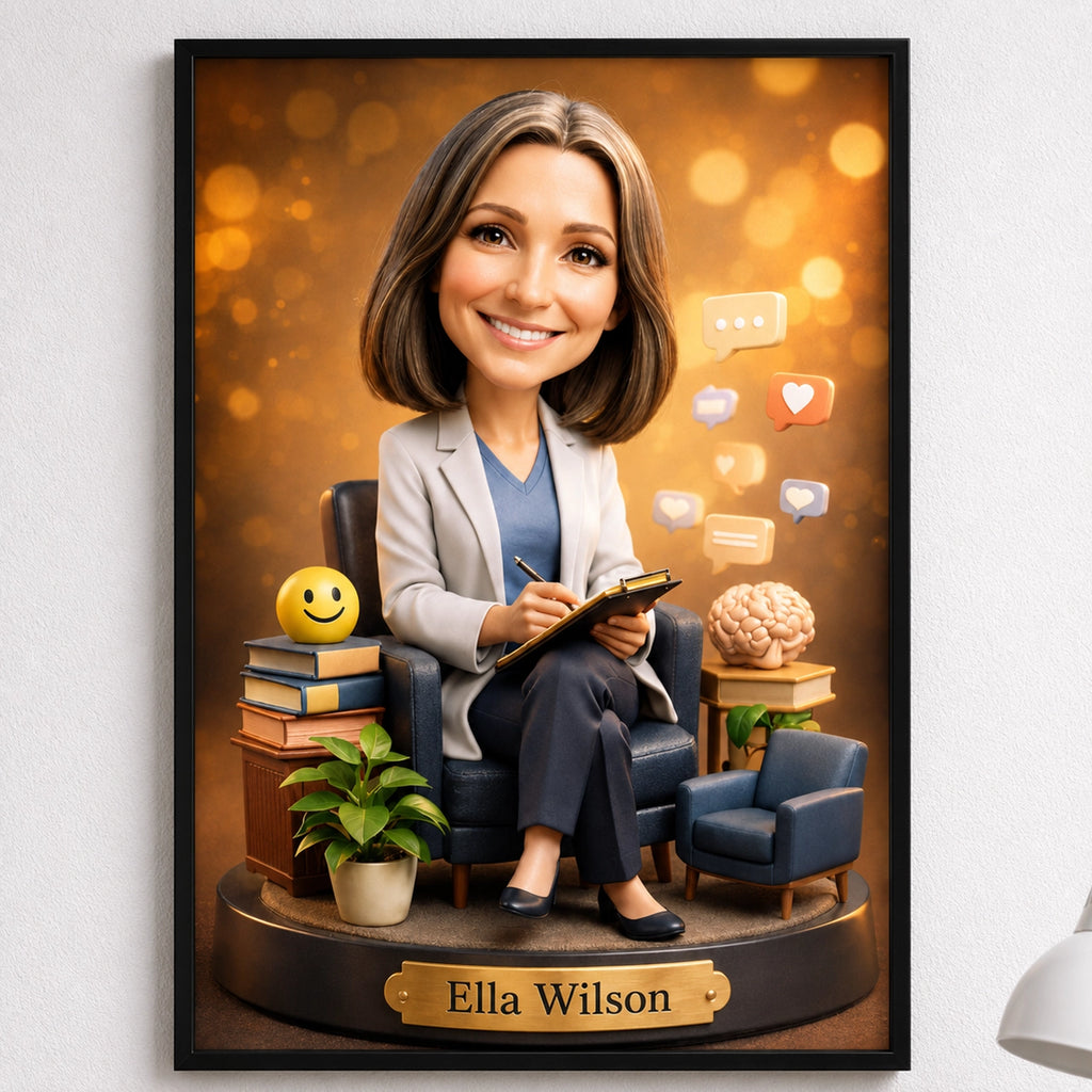 Traveler Caricature from Photo - Personalized Gift for Her