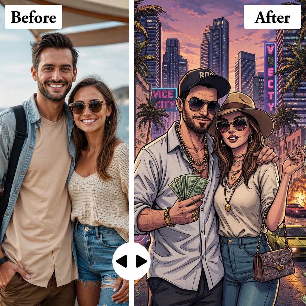 Personalized GTA-Style Portrait from Photo - Custom Gaming Gift
